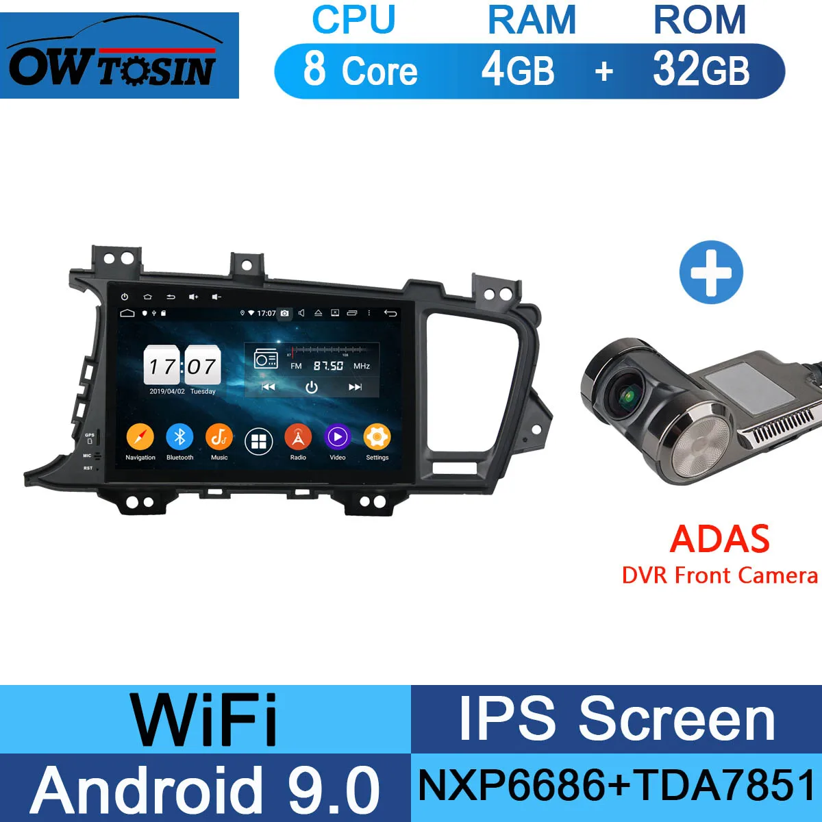 32G Adas Camera " ips Android 9,0 8 ядерный 4G+ 64G Автомобильный мультимедийный плеер для KIA Optima K5 2010 2011 2012 2013 gps Радио Parrot BT DSP - Цвет: 32G Adas Camera
