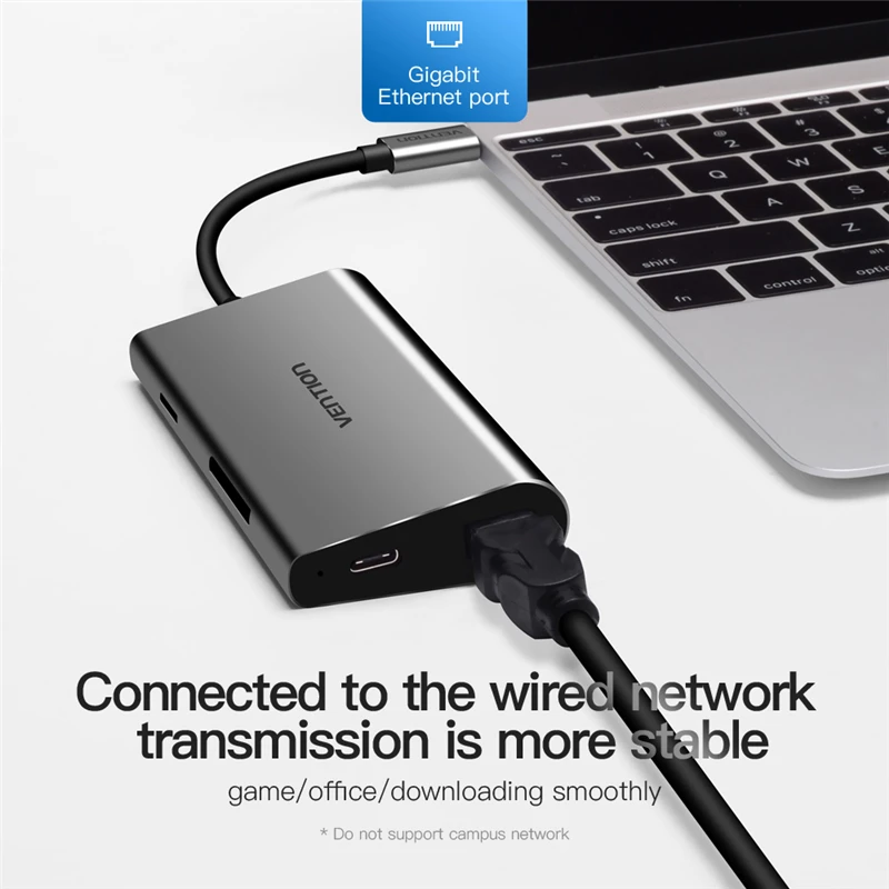 Vention USB C адаптер Тип до HDMI SD карты памяти RJ45 с Мощность PD для Macbook samsung S8/S8 +