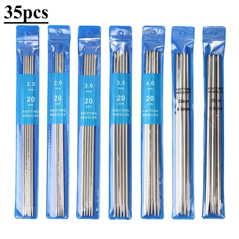 35pcs 35/104 шт Прямые круговой Вязание иглы Нержавеющая сталь прямые круговой Вязание спицы крючком плетение набор - Цвет: 35pcs