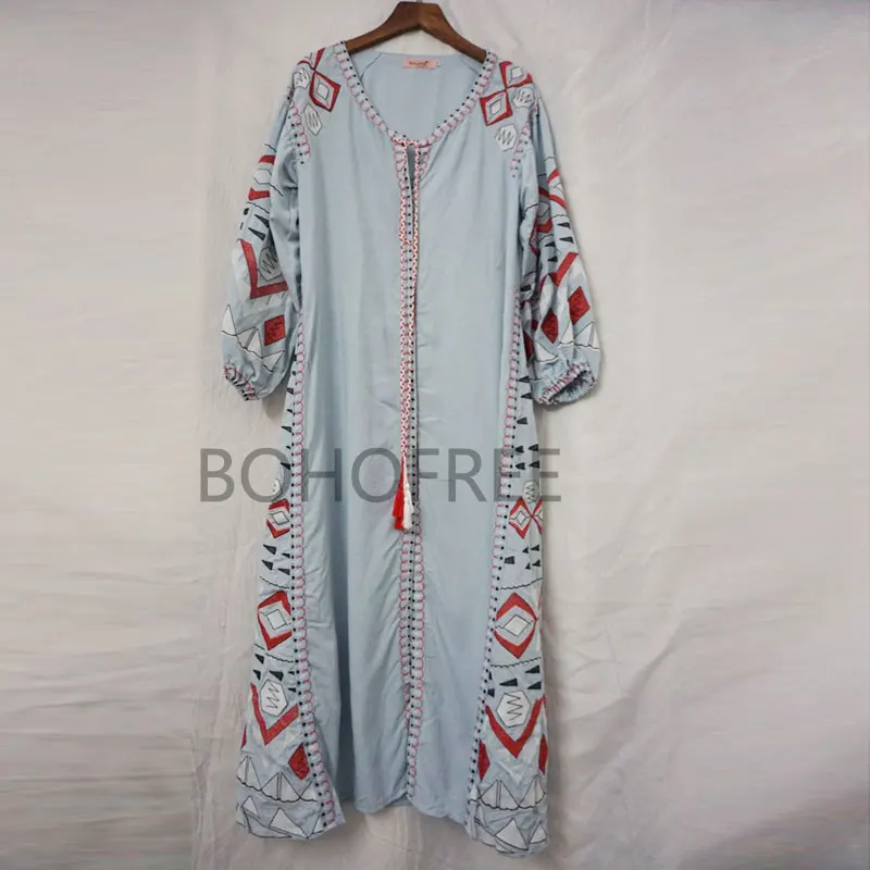 Платья из хлопка и льна на осень зиму 2018 винтажный этнический фонарь с кисточками