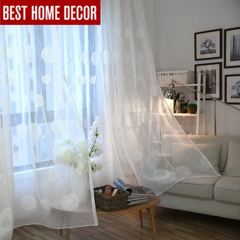 Белая Льняная штора Elka с вышивкой из тюля для гостиной спальни вуаль s кухонного