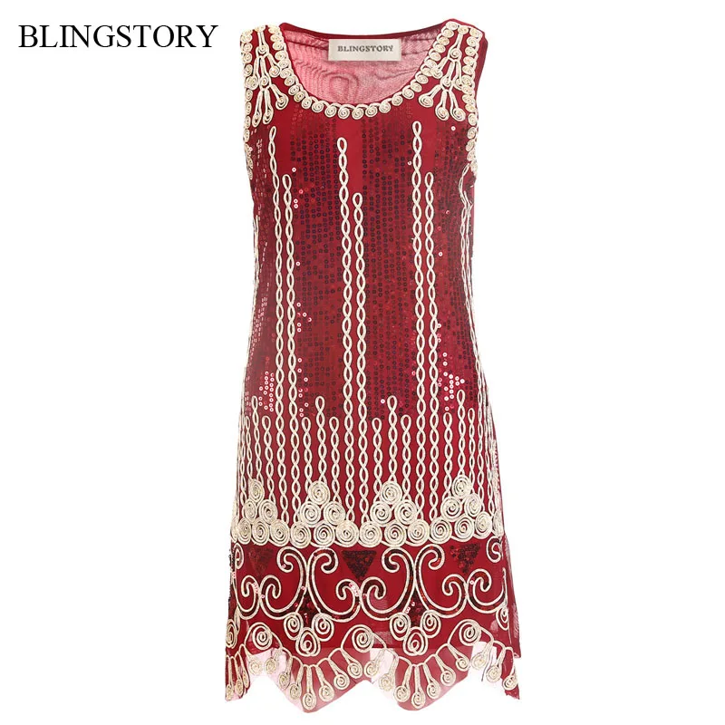 Женское винтажное платье без рукавов с блестками и вышивкой|dropship dress|1920s flapper