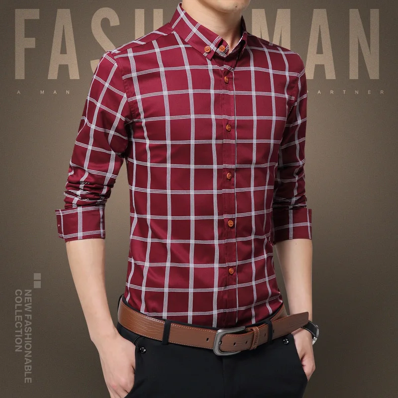 Camisa Hombre белая клетчатая рубашка 5XL с длинным рукавом мужская полосатая
