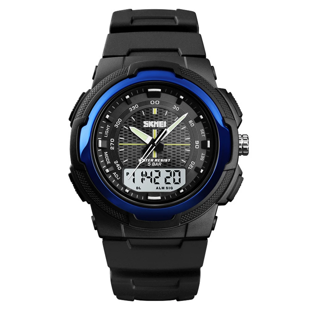 Sapphire Blue Спортивные часы с подсветкой и круглым циферблатом, будильник, секундомер, повседневные мужские цифровые светодиодный наручные часы, подарок, топ класса люкс, брендовые электронные мужские часы - Цвет: Sapphire Blue