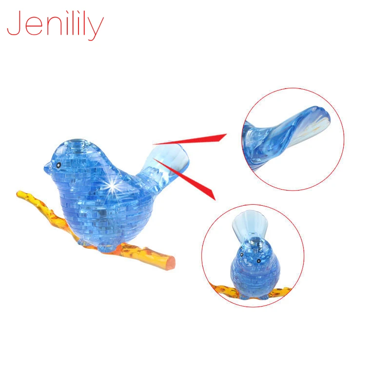 Jenilily DIY Забавные рыбы птицы 3D Хрустальные пазлы с цветными огнями 50 шт игрушки для