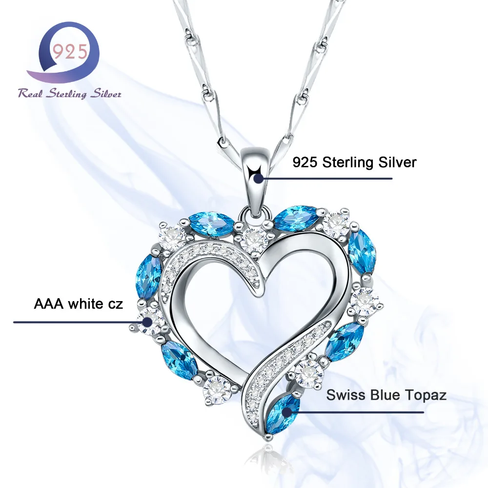 Merthus Стерлинговое Серебро 925 пробы Nacklace в форме сердца 1.49CT модная женская