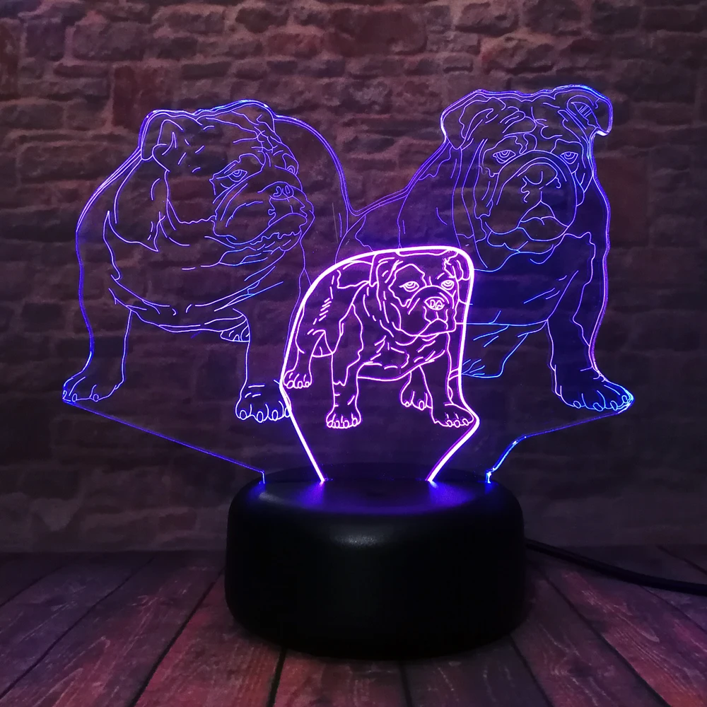 Новинка 3D милая мопса щенок смешанный Ночной светильник 7 цветов