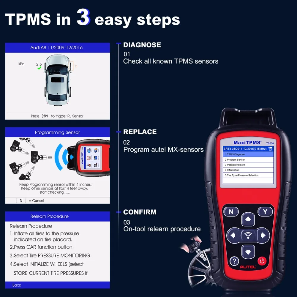 Autel TS508K TPMS Авто Диагностический услуги инструмент код читателя программатор ЭБУ