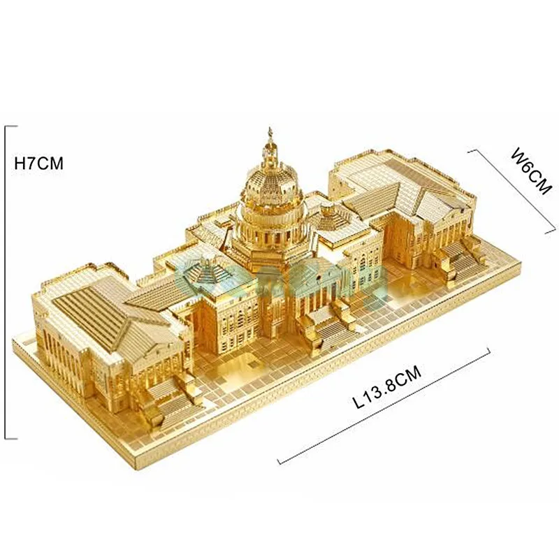 US CAPITOL PieceCool Золотой 3D металлический пазл собранная архитектурная модель Лобзики DIY знаменитая конструкция 3D модели для детей игрушки и подарок - Цвет: US CAPITOL