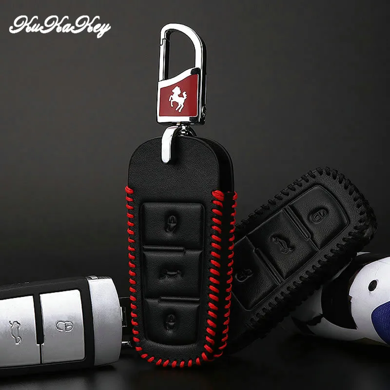 KUKAKEY чехол для ключа из натуральной кожи Volkswagen VW Golf 4 5 6 7 Mk7 Passat B5 B6 B8 B7 Polo Sharan Beetle