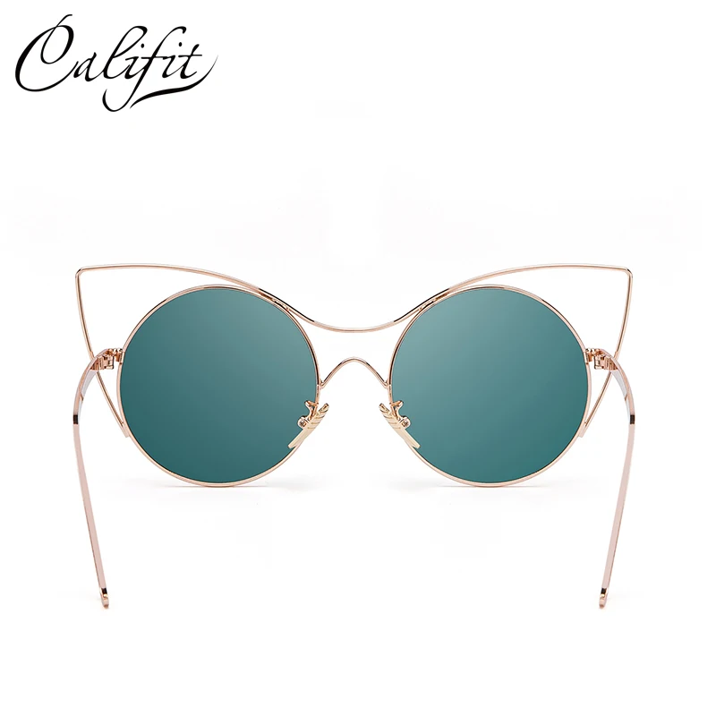 CALIFIT Винтажные Солнцезащитные очки кошачий глаз для женщин фирменный дизайн