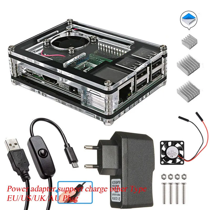 Для Raspberry Pi 3B+ футляр 9 слоев акриловый чехол Shell Обложка с охлаждающим вентилятором для Raspberry Pi 3 Model B Дело Горячая - Цвет: as picture
