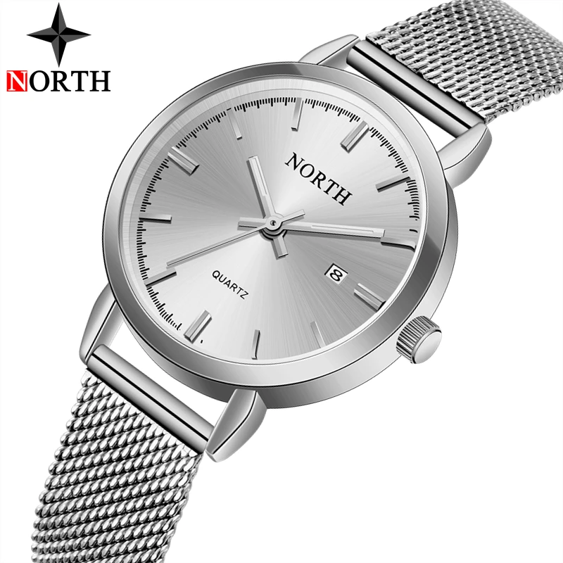 Часы NORTH Brand женские ультратонкие простые кварцевые модные повседневные