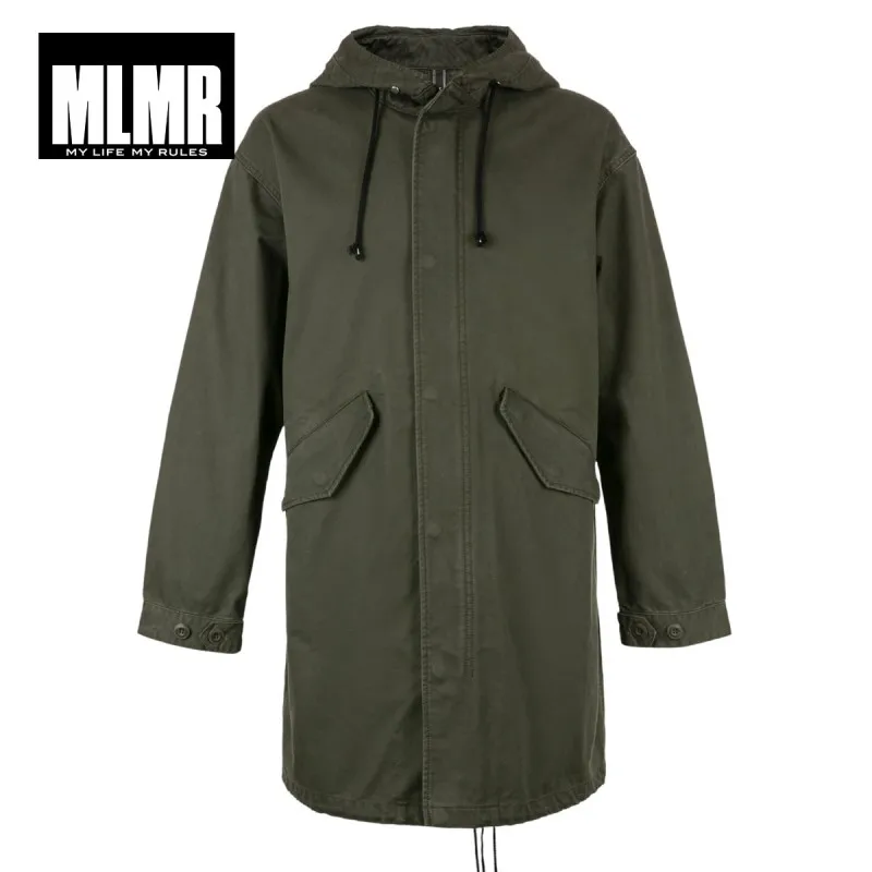 MLMR Мужской плащ с капюшоном и буквенным принтом длинная куртка JackJones мужская одежда 218309504