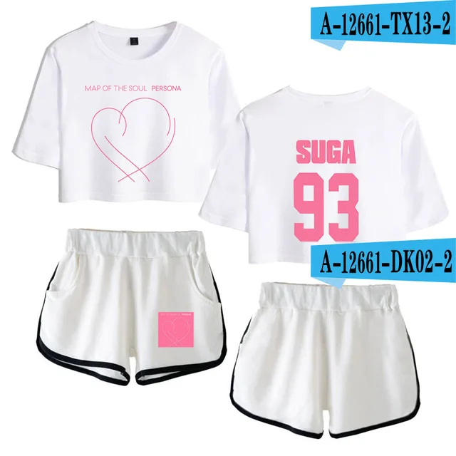 23 JIMIN J-HOPE, летняя верхняя одежда из двух предметов, футболка и шорты, женский костюм, укороченный топ+ шорты, спортивный костюм - Цвет: 23