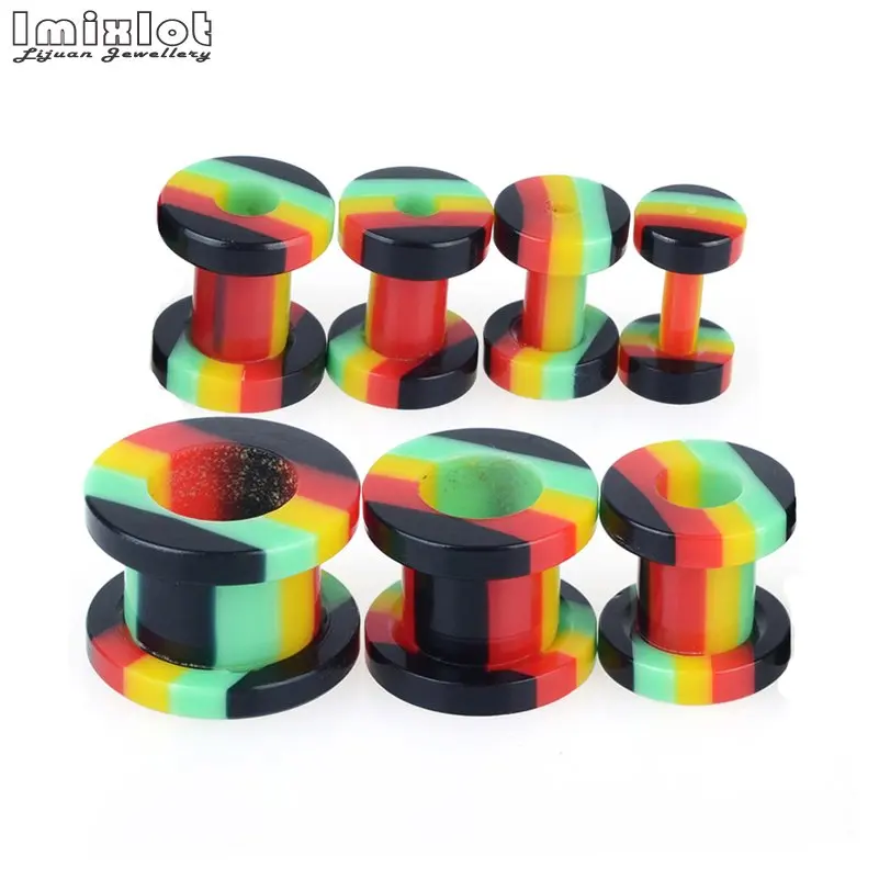 Красочные акриловые туннели для ушей с заглушками 7 шт./компл. 2-10 мм плотные
