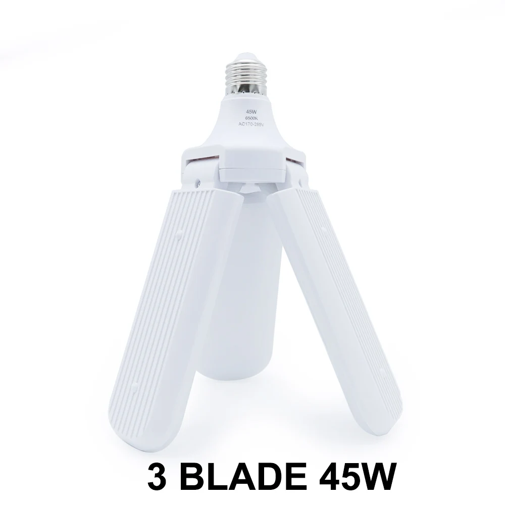 3 Blade 45W 96-265 в E27 светодиодная лампа складная лопасть вентилятора 30 Вт 45 Вт 60 Вт Светодиодная лампа супер яркий белый 6500K для внутреннего дома потолочный светильник - Испускаемый цвет: 3 Blade 45W