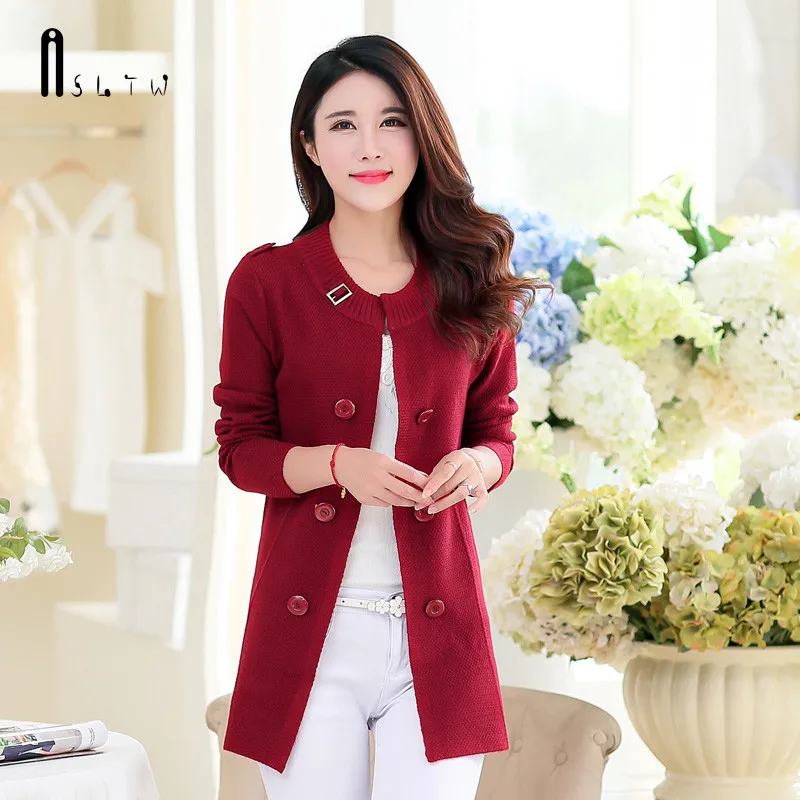 Wine Red ASLTW, кардиган, свитер, женский, осенний, Повседневный, однотонный, с длинным рукавом, женские свитера, длинный кардиган, женский - Цвет: Wine Red