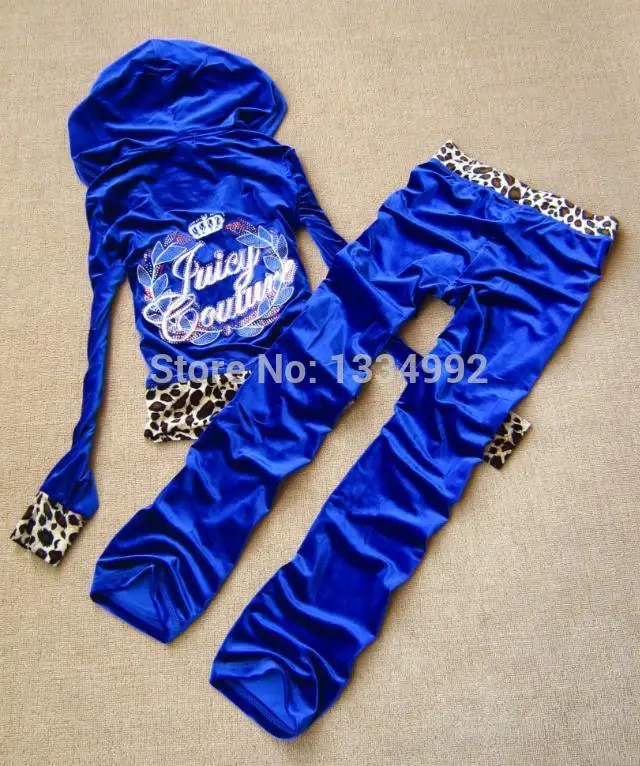Free Shipping Famous Brand Ladies Sportsuit Long Sleeves Leopard Hoodies&ampPant Set Women Blue Casual Slim Female Tracksuits S-XXL | Женская