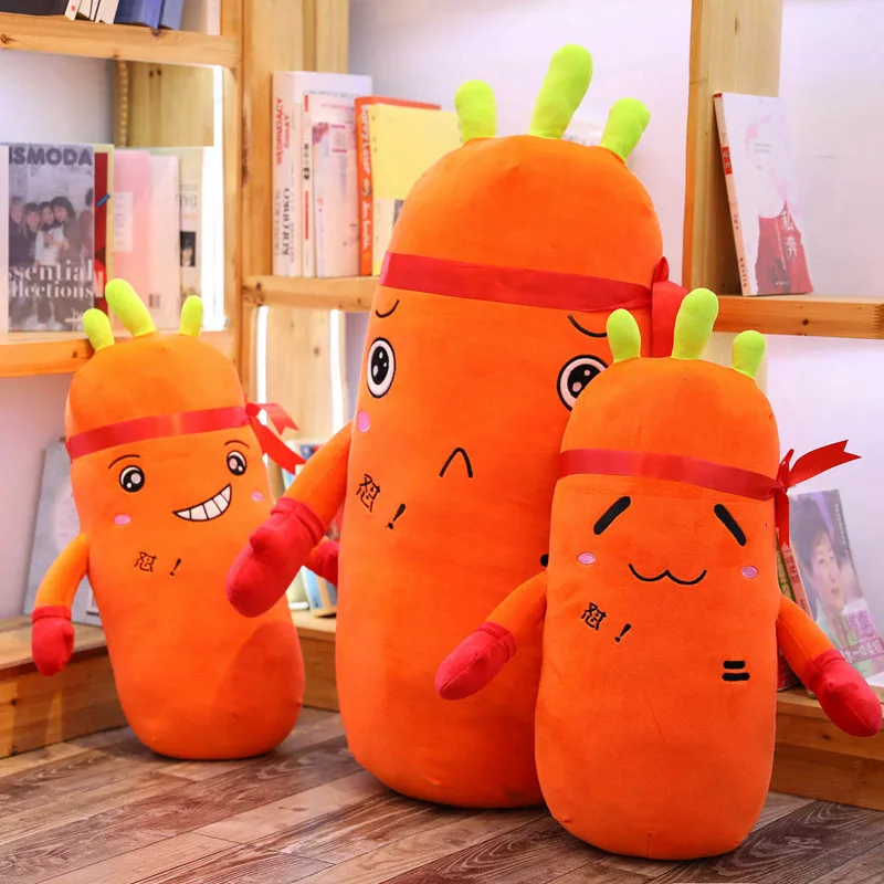 65-95CM Cartoon Sports Boxing Carrot Plush Toy Cute Simulation Vegetable Pillow Dolls Stuffed Soft Toys For Children Gift | Игрушки и