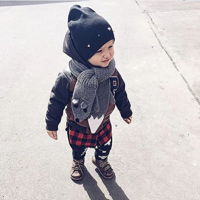 2017 Winter Scarf Baby Kids Warm Knitted Animal Fox Style Scarves For Girls Boys Solid Color Bibs | Детская одежда и обувь