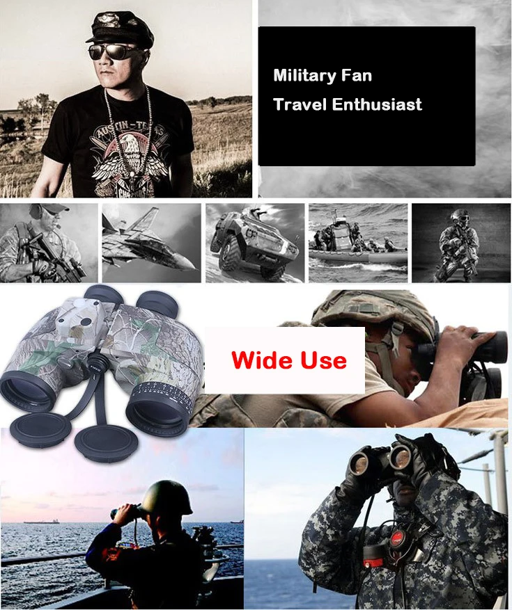 10X50 Бинокль Профессиональный военный морской водонепроницаемый телескоп HD BAK4 дальномер дальность Охота навигация цвет