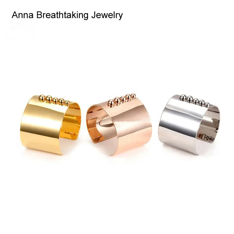 Женский браслет из нержавеющей стали широкий Открытый с одним рядом стальных