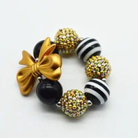 girls black gold bubblegum beads bracelet 2020 new fashion kids chunky beaded bracelet for gold bow