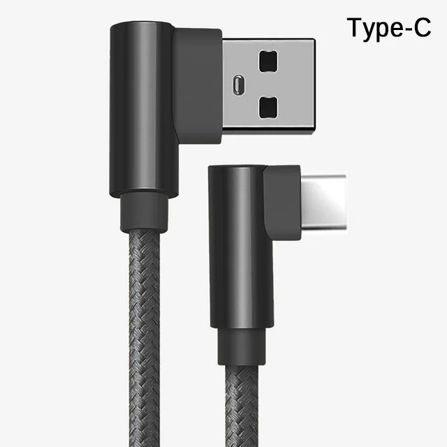 Type-C Black QC 3,0 двойной локоть мобильный телефон USB кабель для передачи данных Micro usb type C кабель для samsung Galaxy S9 S8 Plus зарядный кабель - Цвет: Type-C Black
