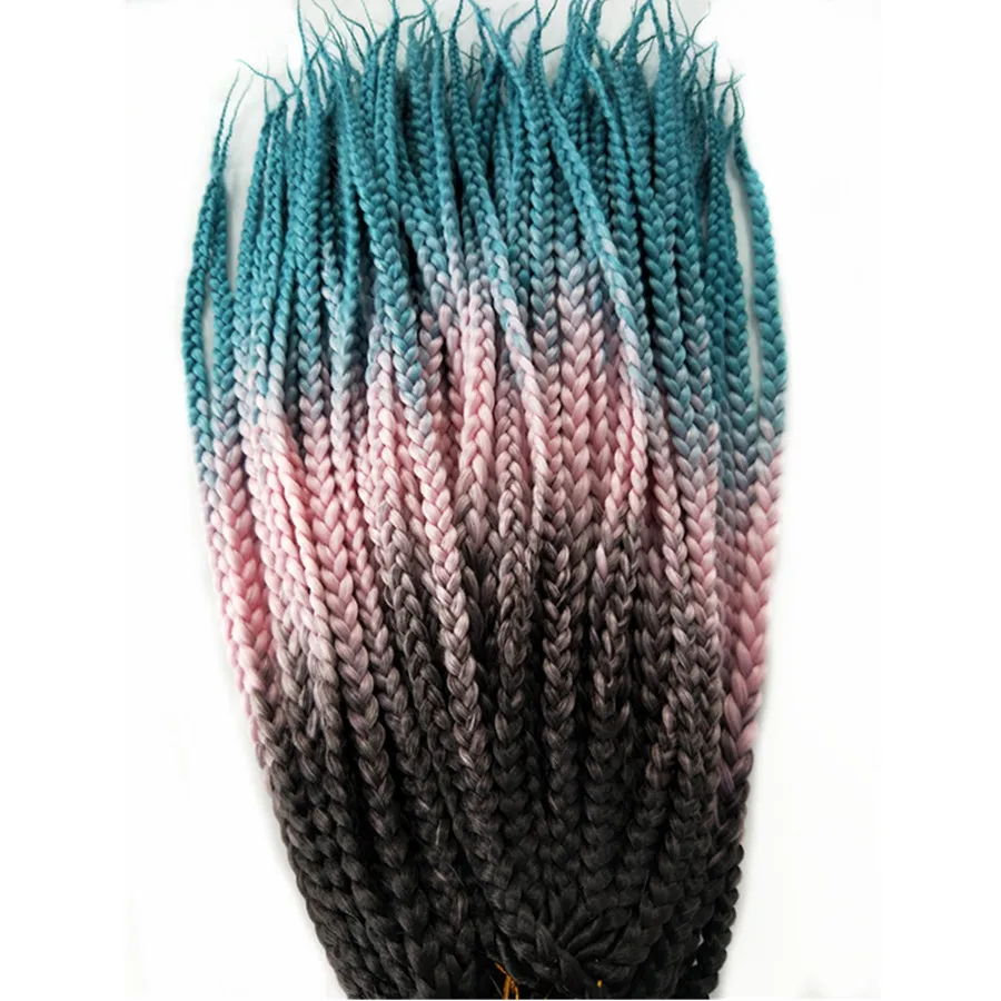 Pervado заколка для волос косы с крючком 2" омбре синтетические косички для наращивания волос 10 корней радужные вязанные волосы африканские косички
