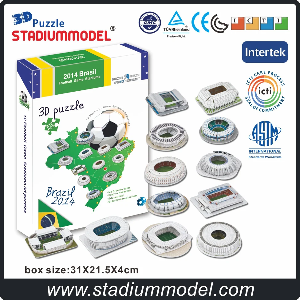 

3D-пазл, футбольный стадион 2014, футбольная игра Brasil, стадионы, мини набор из 12 штук, сувенирная головоломка, модель, игрушки, Хэллоуин, Рождест...