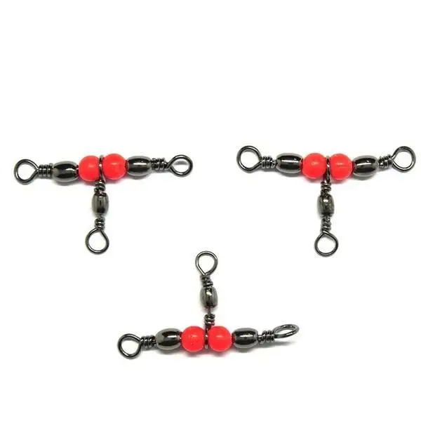20pcs 3 Way Латунь Рыбалка вращающийся барабан Вертлюг кольцо рыболовная приманка