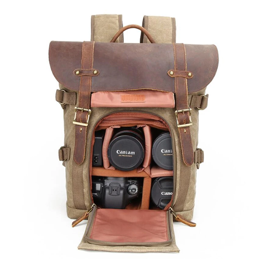 Сумка для камеры холщовый рюкзак зеркальной SLR DSLR вместительный