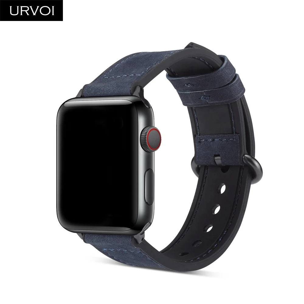 URVOI ремешок для apple watch series 5/4/3/2/1 Матовая Мягкая манжета Кожаный наручных часов iwatch
