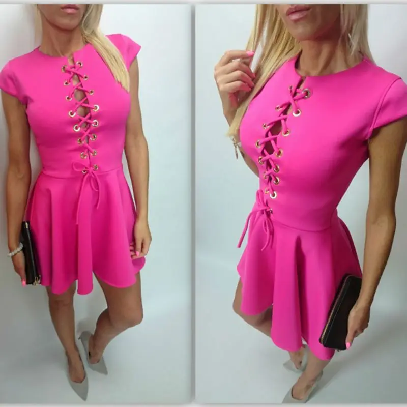 Женская Сексуальная Летнее Платье 2016 Выдалбливают Bodycon Платья Повязки Тонкий