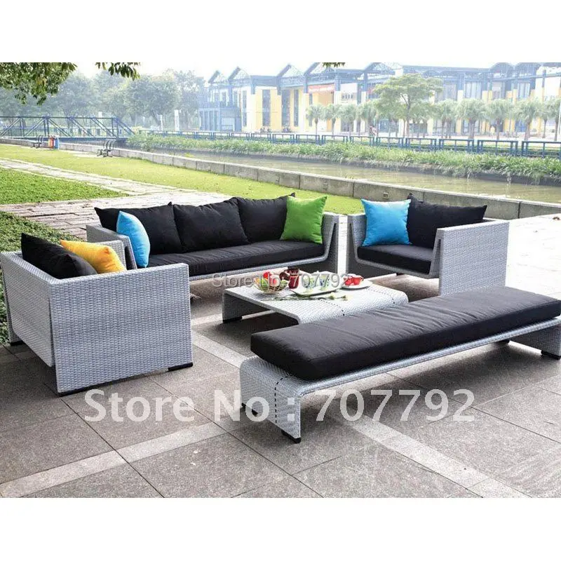 Новый дизайн современный серый диван из синтетического ротанга|rattan synthetic|rattan sofa