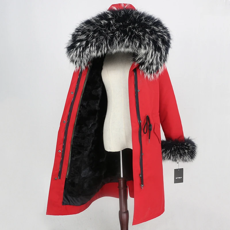 OFTBUY удлиненная парка, пальто из натурального меха, зимняя куртка для женщин, натуральный меховой воротник, Капор из норки, меховая подкладка, водонепроницаемая верхняя одежда, съемная