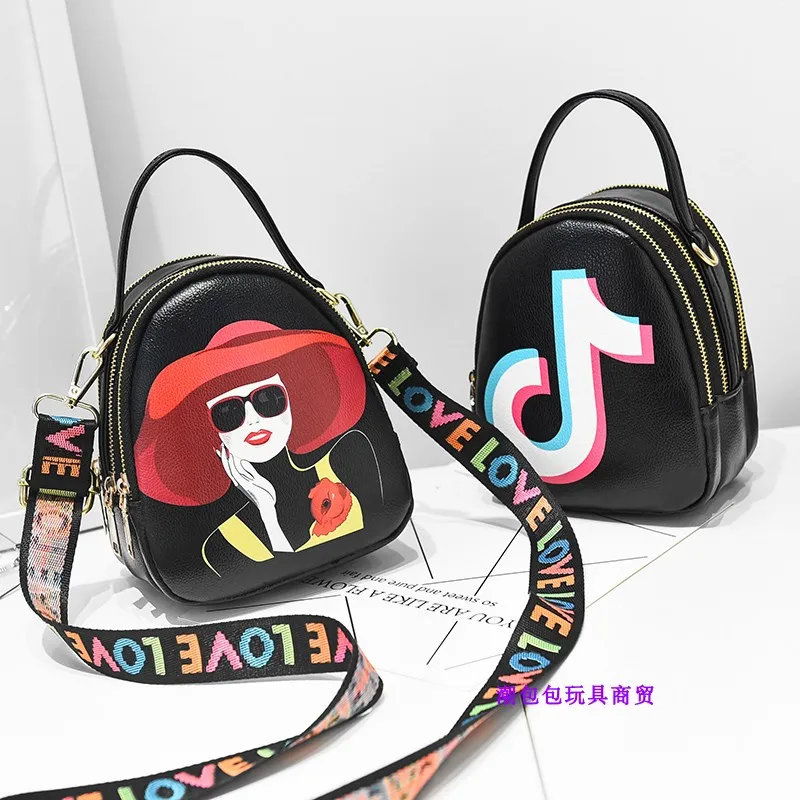 Для женщин сумка 2018 мультфильм печати изображения Телефон отверстия Сумки