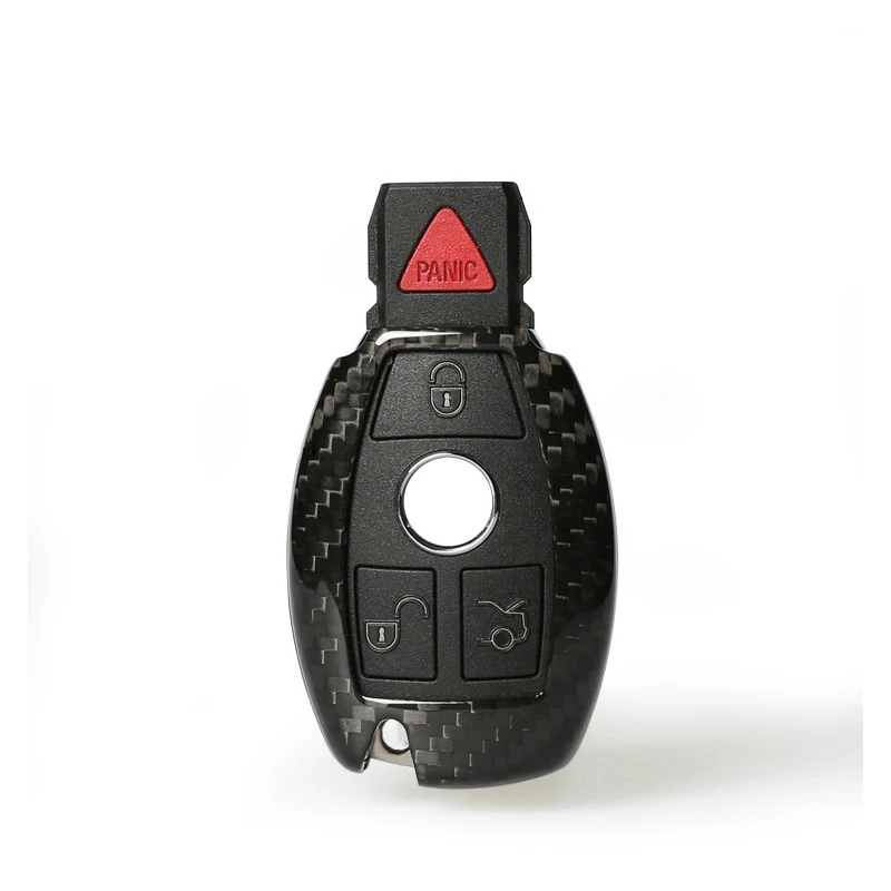 black single shell Автомобильный ключ чехол для ключей для Mercedes Benz AMG W203 W210 W211 W124 W202 W204 W205 W212 W176 CLS CLA GL R SLK AMG FOB чехол из углеволокна - Название цвета: black single shell