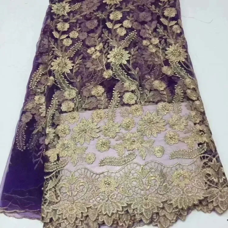 2019 последняя нигерийская Высококачественная расшитая золотым кружевом ткань