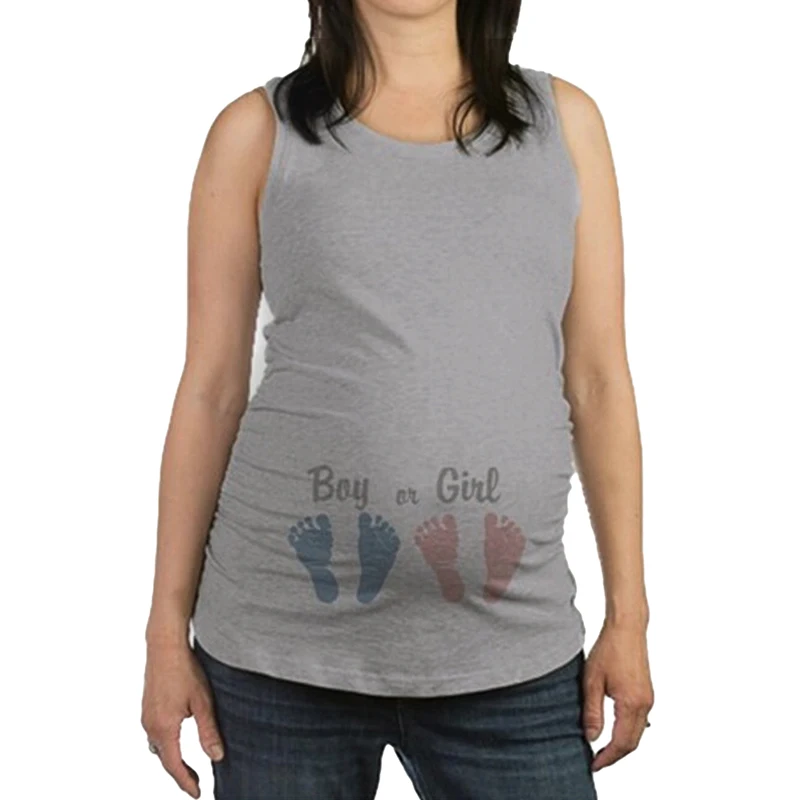 Летняя одежда для беременных Для женщин Повседневное свободные Baby Foot печати