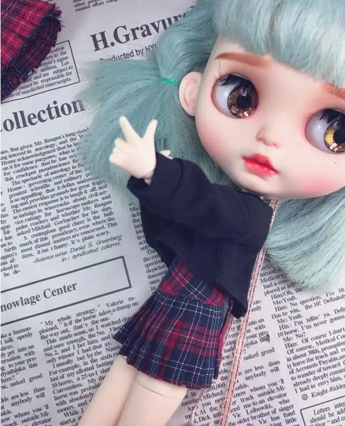 B260 Blyth Doll clothes gift 1/6 dolls Accessories handmade High-waisted plaid skirt 1pcs | Игрушки и хобби