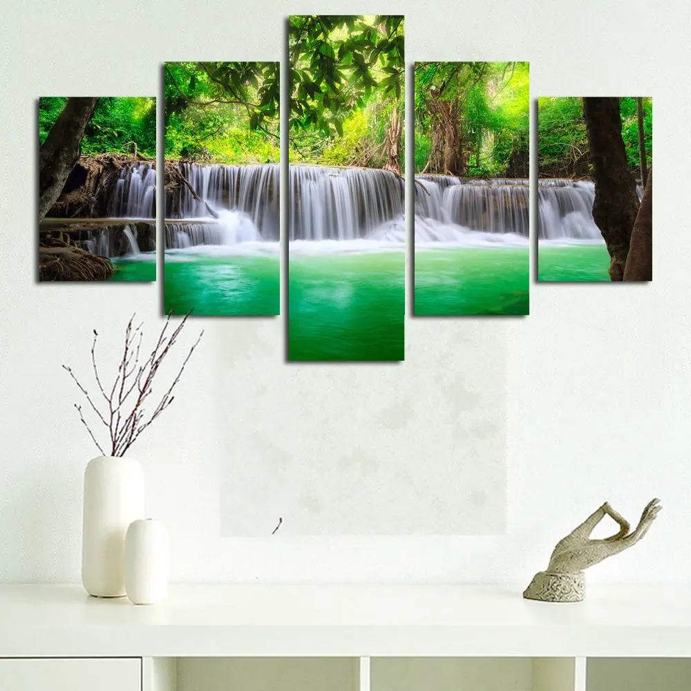 5 панелей без рамки натуральный пейзаж настенная живопись принт водопад на