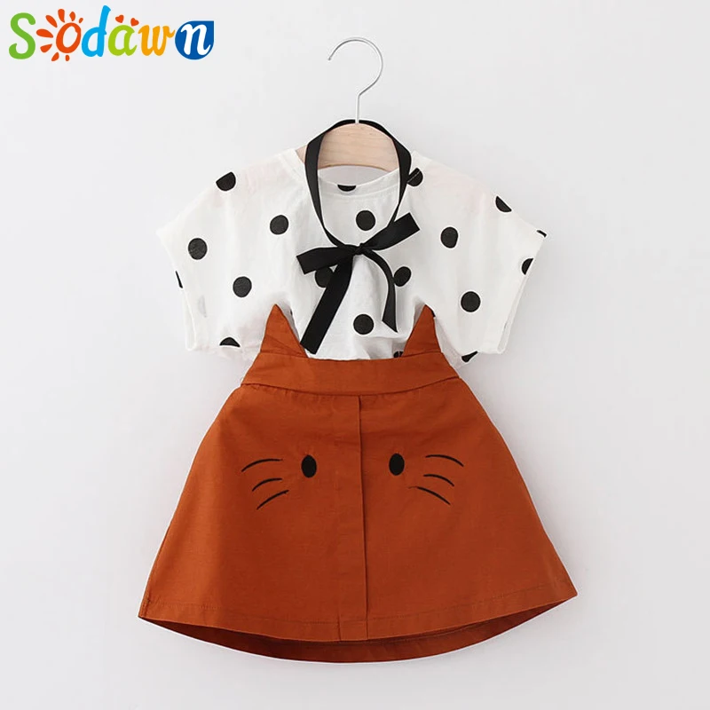 Sodawn Kids/детская одежда для девочек новинка 2020 летний комплект модная футболка в