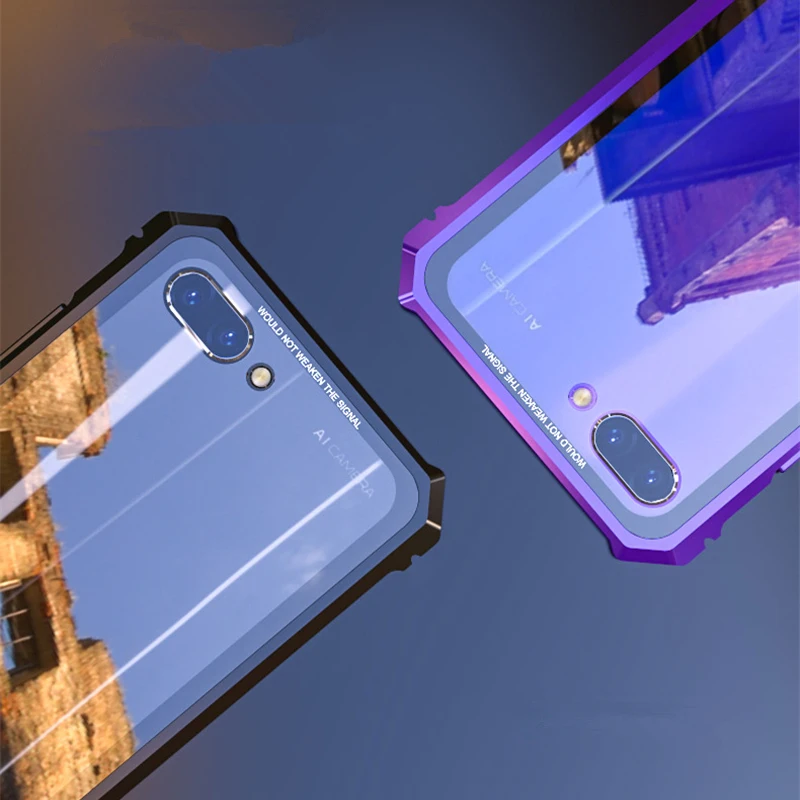 Voppton Luxury Clear Case for Huawei honor 10 case metal frame Tempered glass back cover For Honor honor10 Fundas |