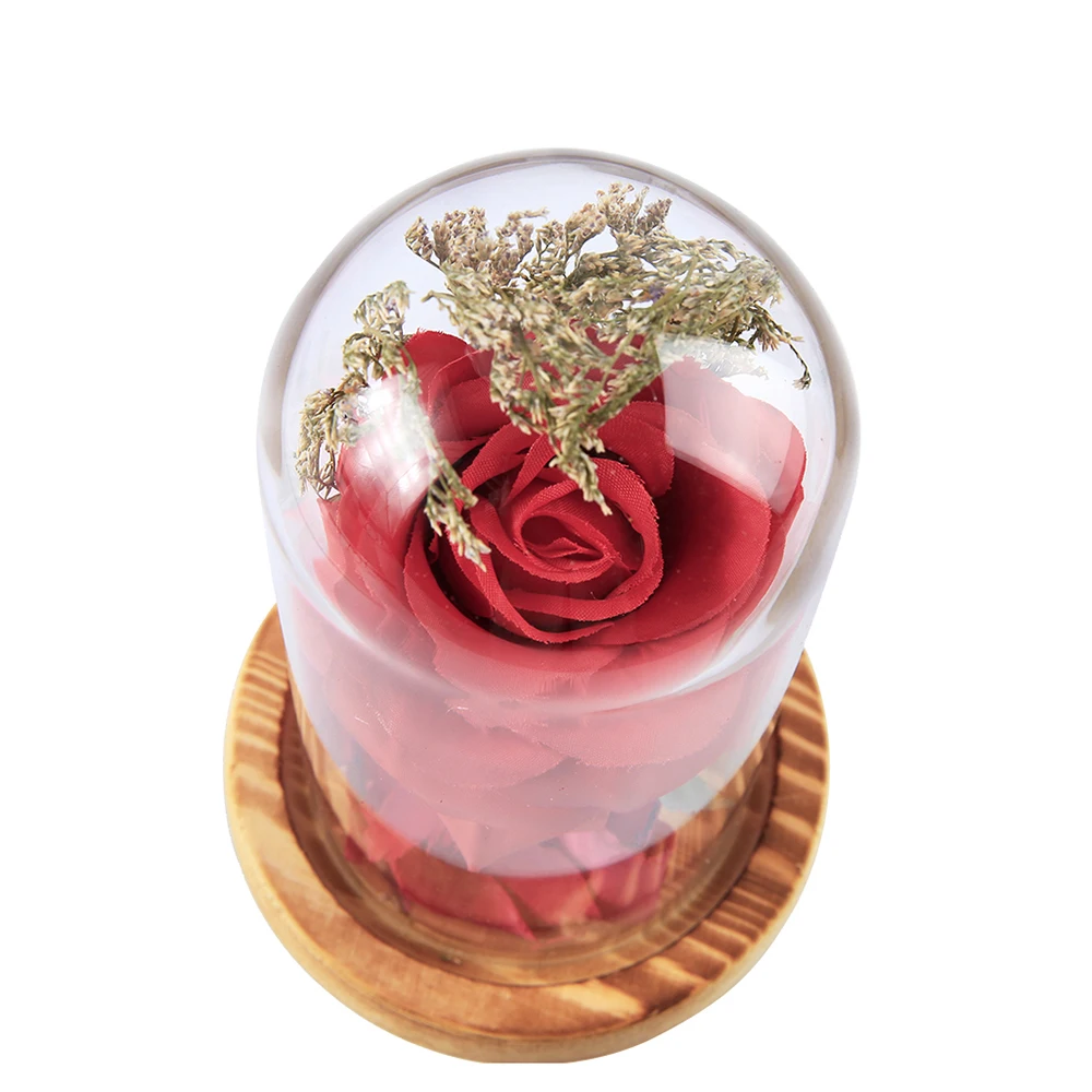 Красота и чудовище красная роза романтические Искусственные цветы стеклянная