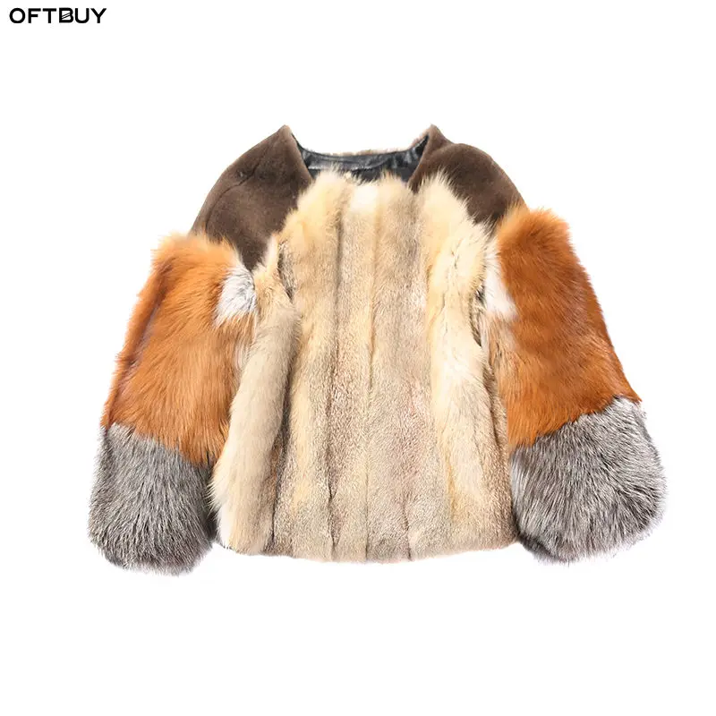 OFTBUY новинка 2019 большой натуральный мех пальто зимняя куртка для женщин Лисий