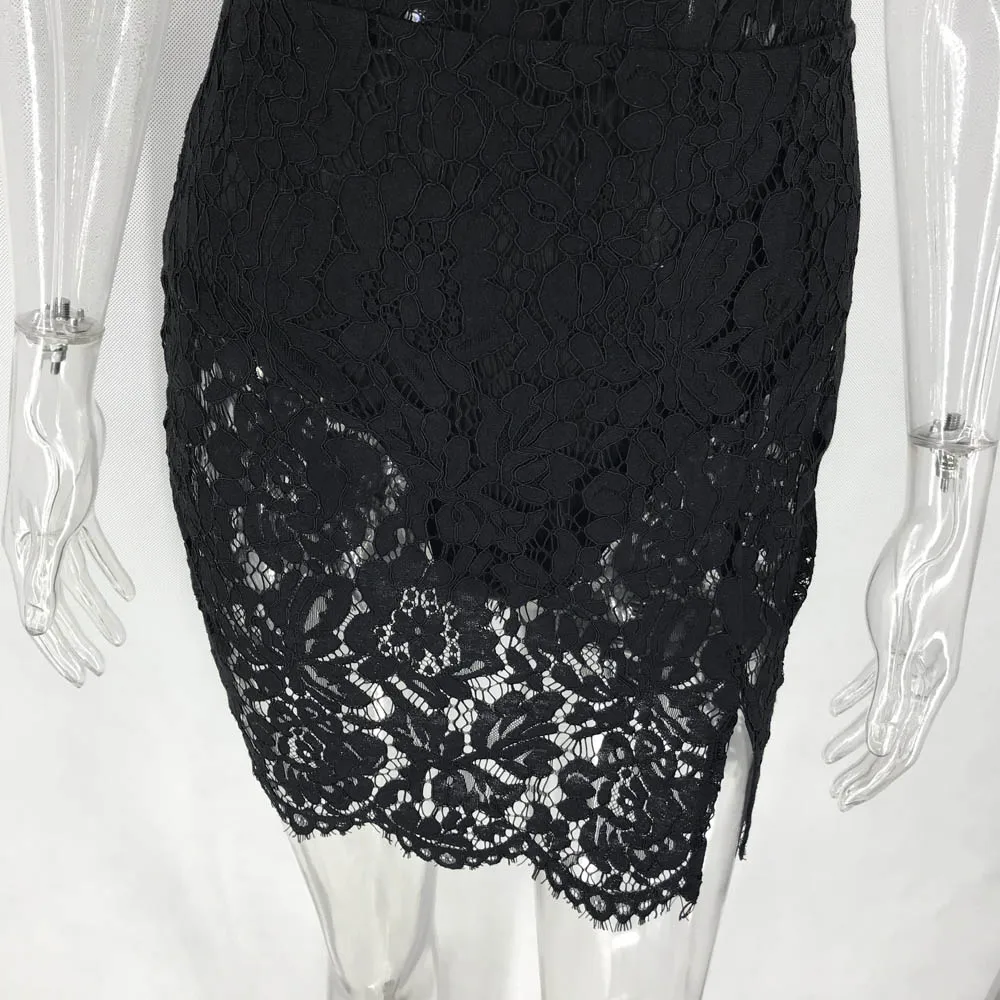 2019 New Sexy Evening Party Dress Black Spaghetti Straps V cut Slit Hollow Club Night Wear Vestido Robe MS-DZT577 | Женская одежда