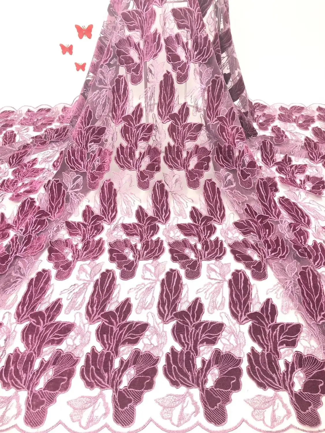 Французская бархатная ткань с кружевом 2019 высококачественный яркий красный