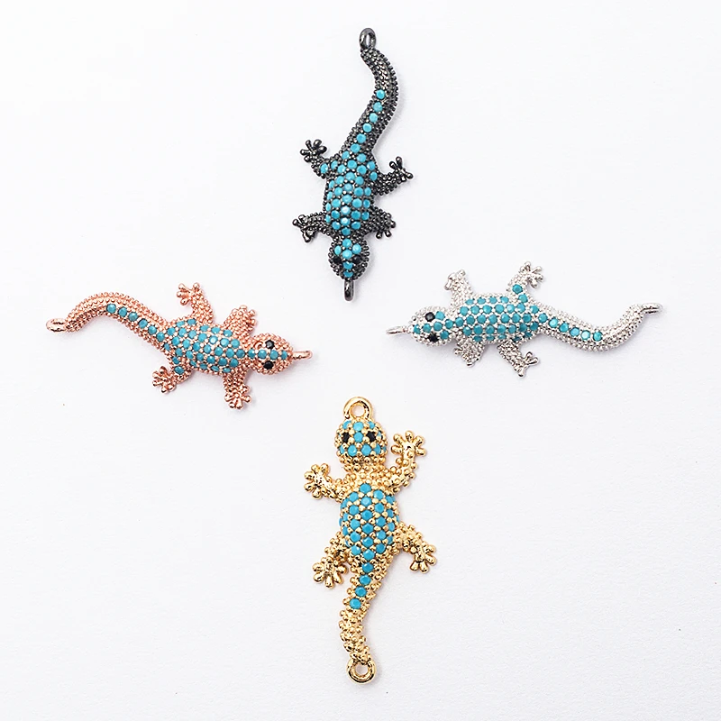 Luxury Micro Pave CZ Crystal gecko Beads Jewelry Making DIY Connector Bracelet Charms Accessories HG041 | Украшения и аксессуары